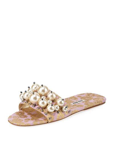 miu miu beaded jacquard slide|Women's Miu Miu Slide Sandals .